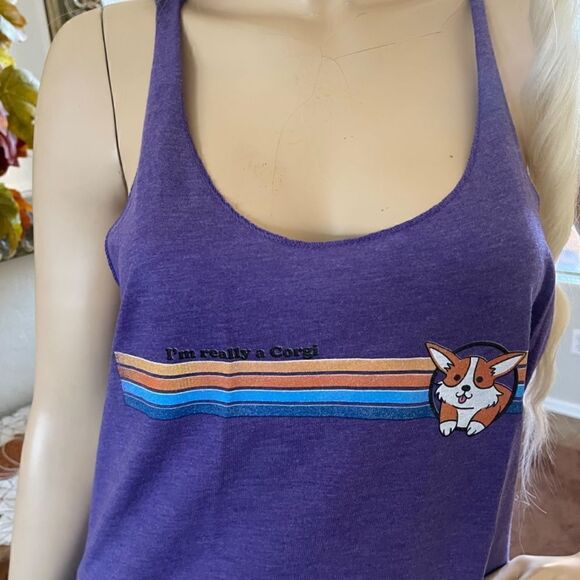 FIFTH SUN I’m Really A Corgi Racerback Tank in Purple Size XL NEW - Picture 9 of 9